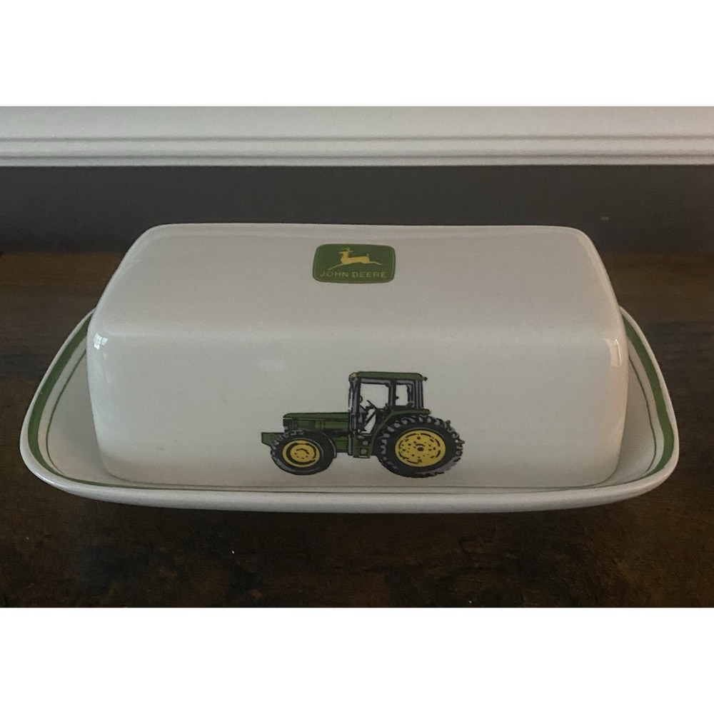 Gibson John Deere COVERED BUTTER DISH Nothing Runs Like a Deere